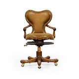 Double Lobed Shaped Mahogany Office Chair