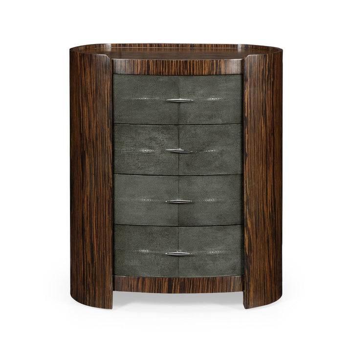 Wide Oval Bedside Chest Shagreen