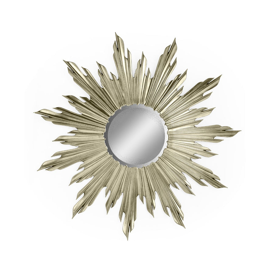 Small Antique Silver Wall Mirror Sunburst