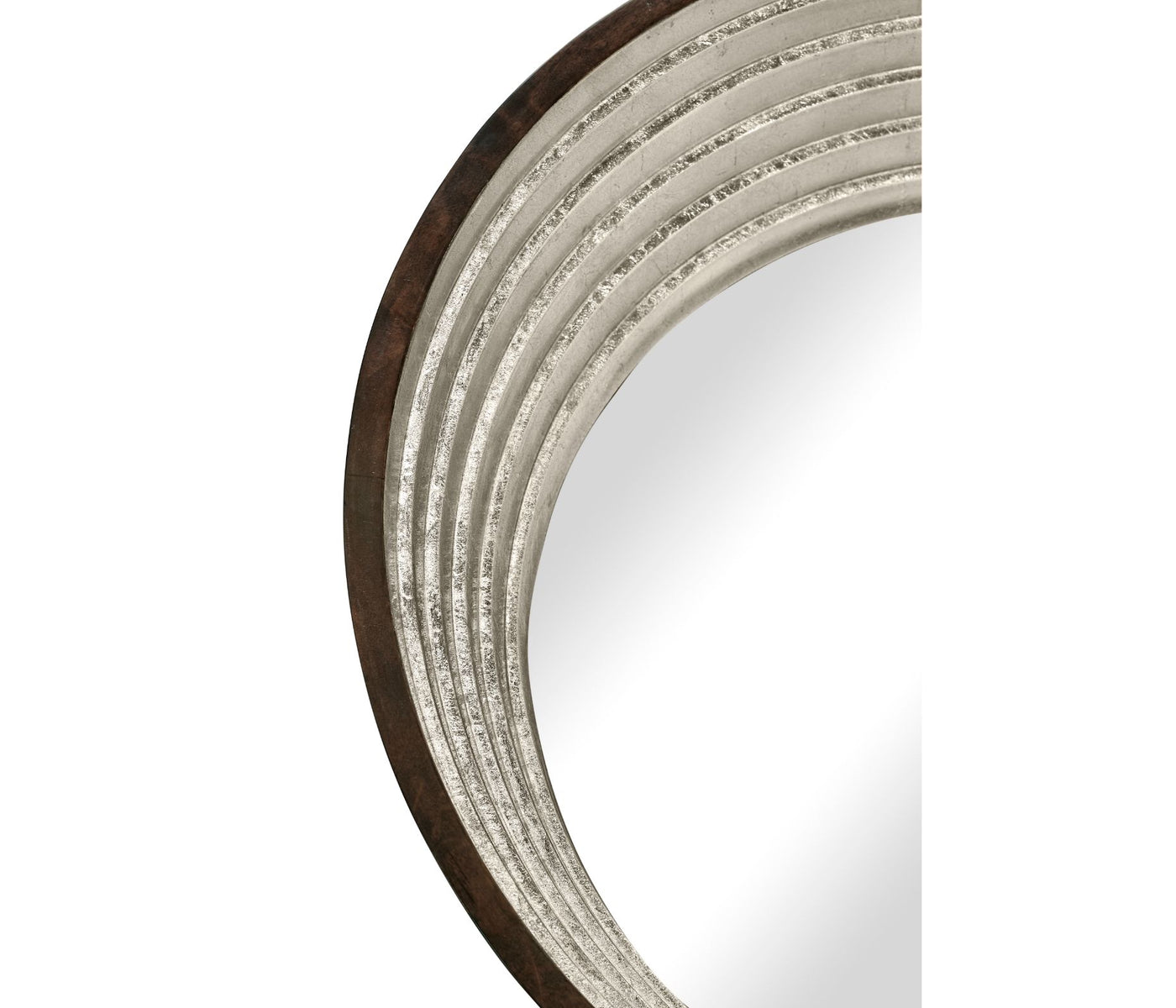 Contemporary Circular Silver Espresso Recessed Mirror