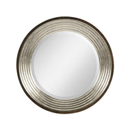 Contemporary Circular Silver Espresso Recessed Mirror