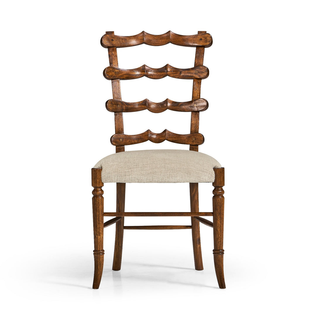 Walnut "Yoke" Ladderback Side Chair in Shambala - Jonathan Charles