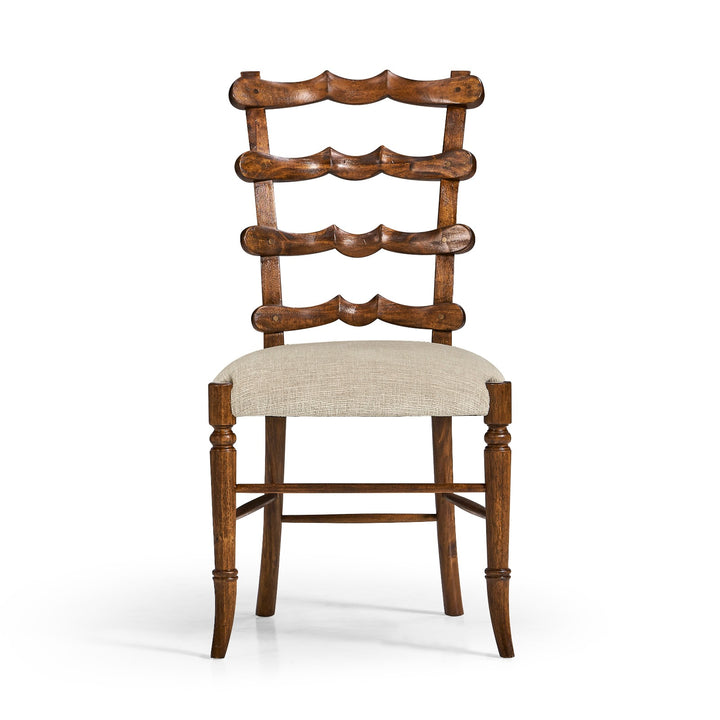 Walnut "Yoke" Ladderback Side Chair in Shambala - Jonathan Charles