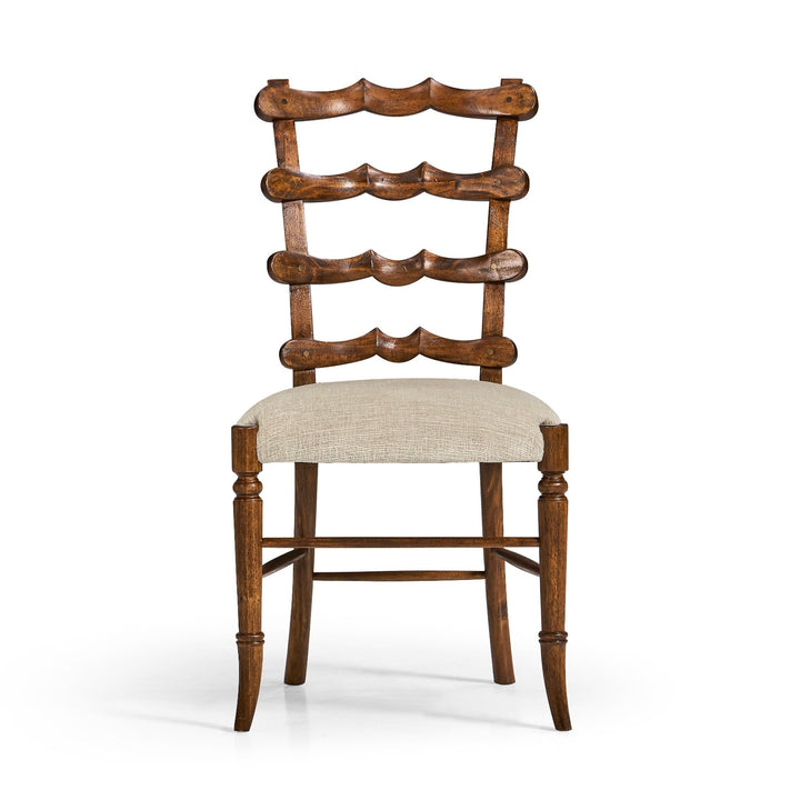Walnut "Yoke" Ladderback Side Chair in Shambala - Jonathan Charles