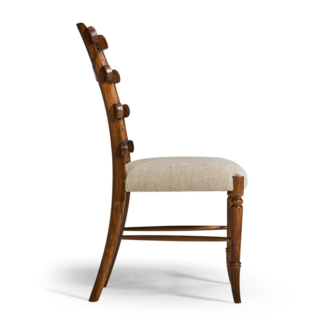 Walnut "Yoke" Ladderback Side Chair in Shambala - Jonathan Charles