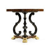 Mahogany centre table with gilded lions paw feet