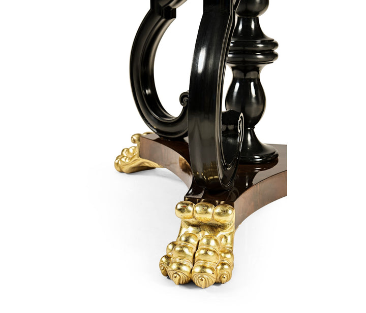 Mahogany centre table with gilded lions paw feet