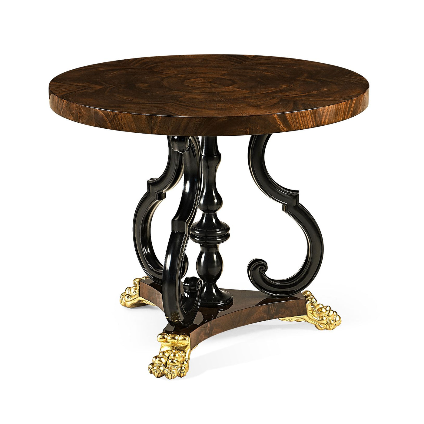 Mahogany centre table with gilded lions paw feet