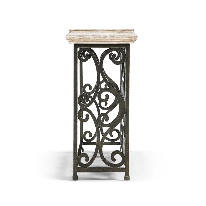 Large Console Table Wrought Iron - Limed