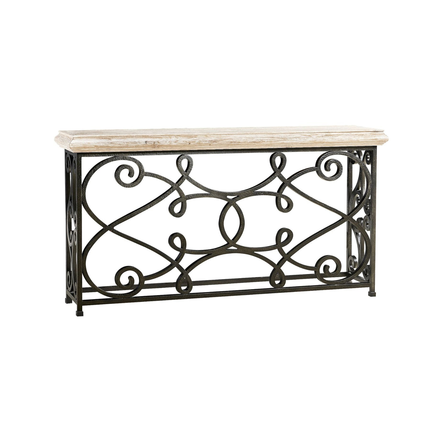Large Console Table Wrought Iron - Limed