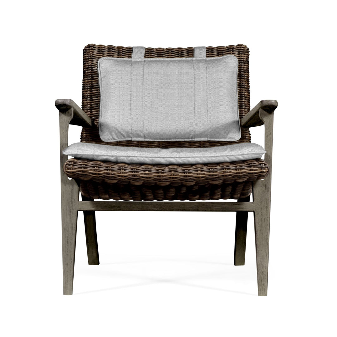 Outdoor Lounge Chair Grey Rattan