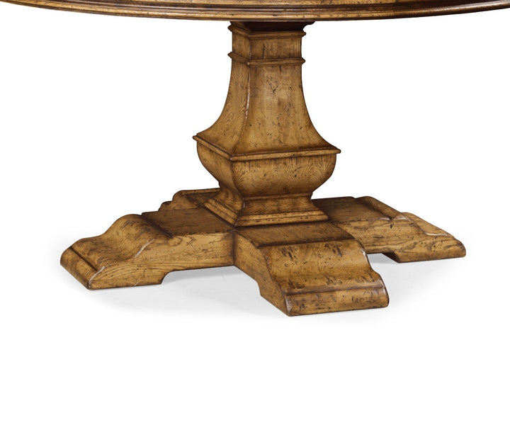 60" Round Light Brown Chestnut Dining Table