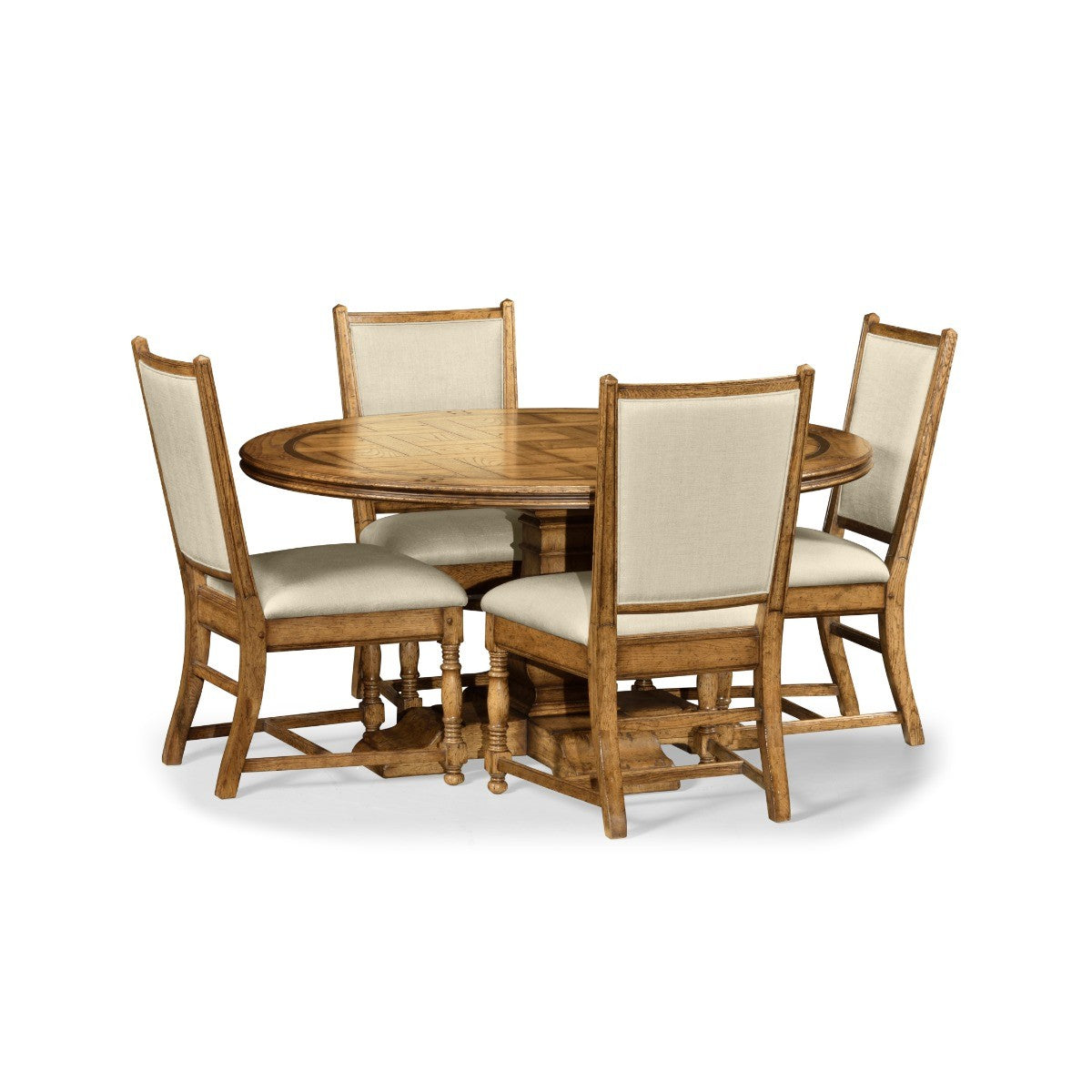 60" Round Light Brown Chestnut Dining Table