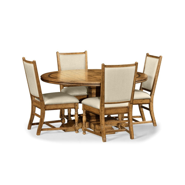 60" Round Light Brown Chestnut Dining Table