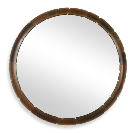 Auger Amber Glass Round Mirror - undefined