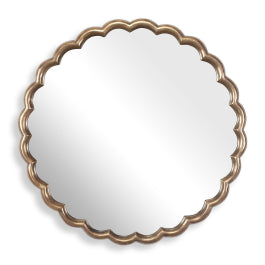 Cerrito Antique Brass Round Mirror - undefined