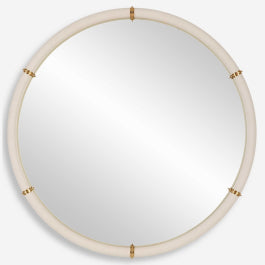 Cyprus White Round Mirror - undefined