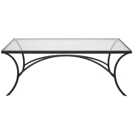Alayna Black Metal &amp; Glass Coffee Table - undefined