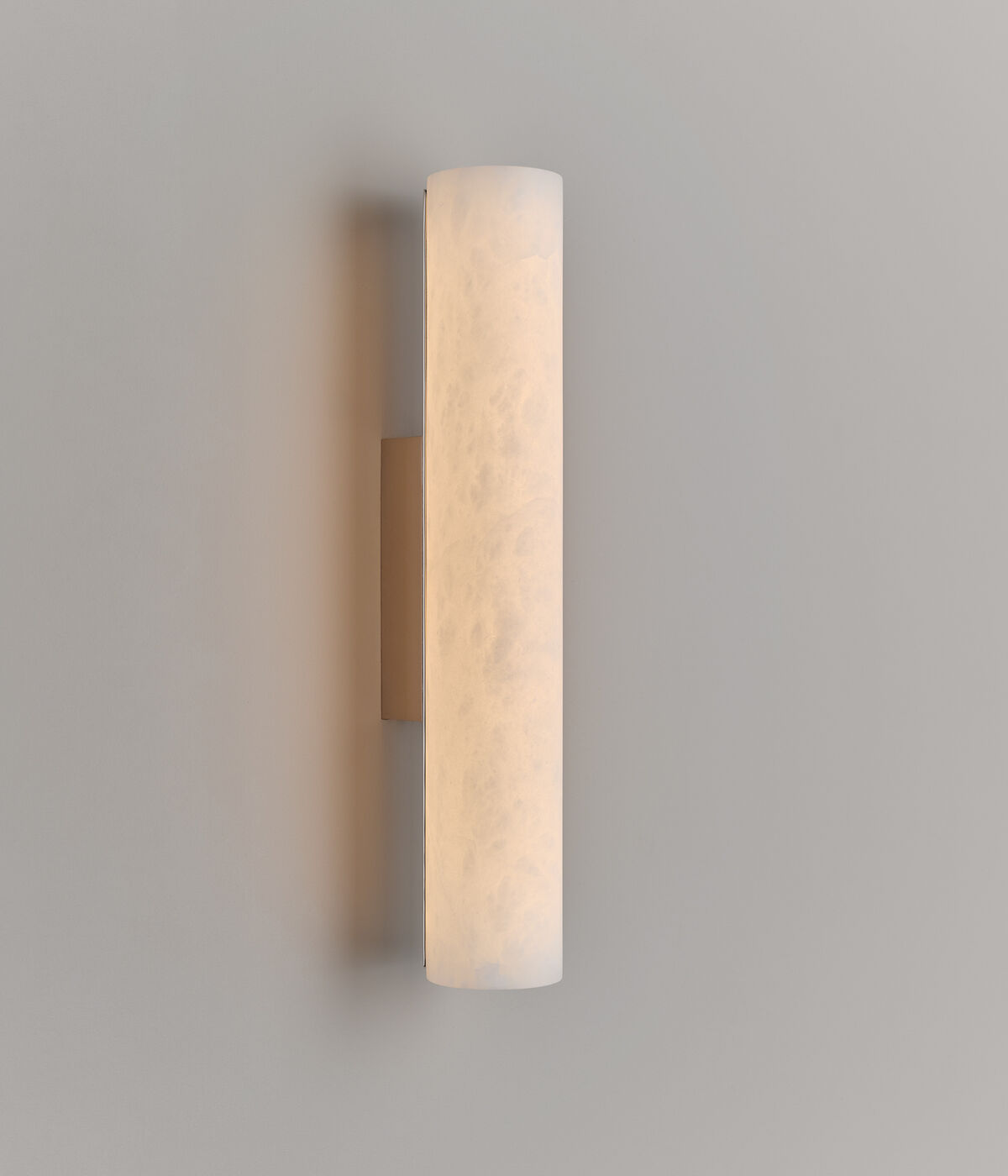 Lulworth Alabaster Vägglampa – Nickel, Mellan (H 50 cm), tänd
