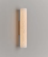 Lulworth Alabaster Vägglampa – Nickel, Mellan (H 50 cm), tänd