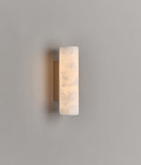 Lulworth Alabaster Vägglampa – Nickel, Liten (H 30 cm), tänd
