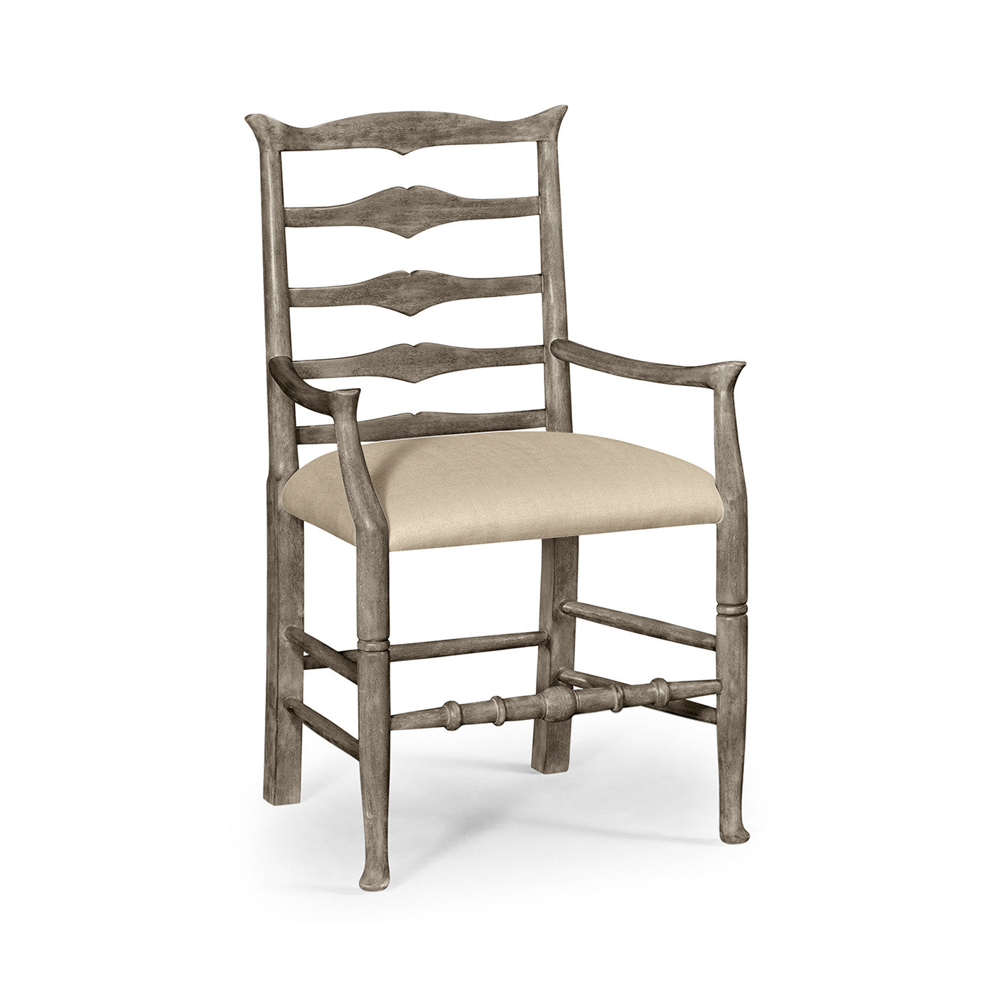 Casual Ladder Back Arm Chair in Mazo - Antique Dark grey - Jonathan Charles