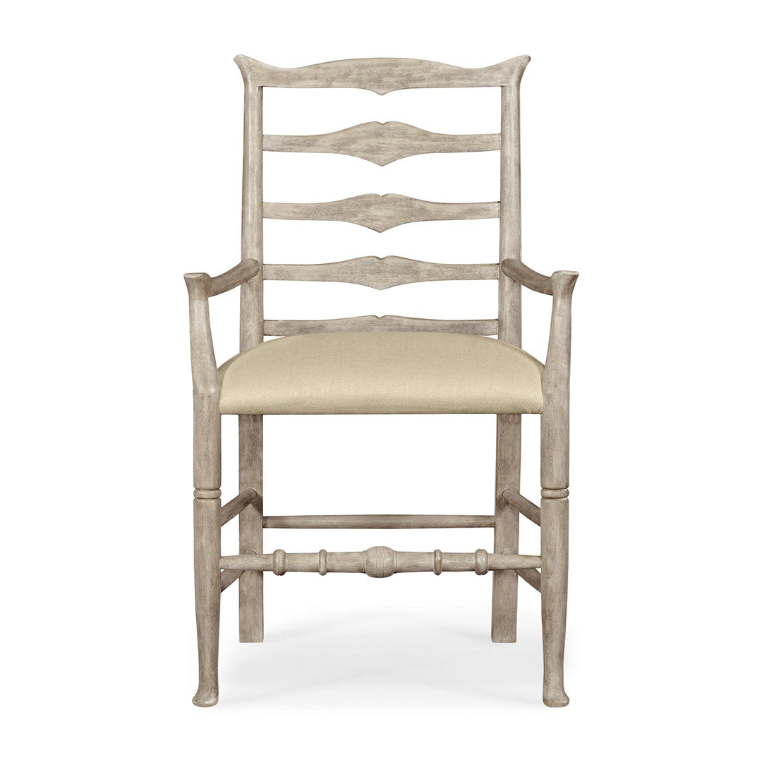 Dining Chair with Arms Rustic Ladder Back in Mazo - Rustic Grey - Jonathan Charles
