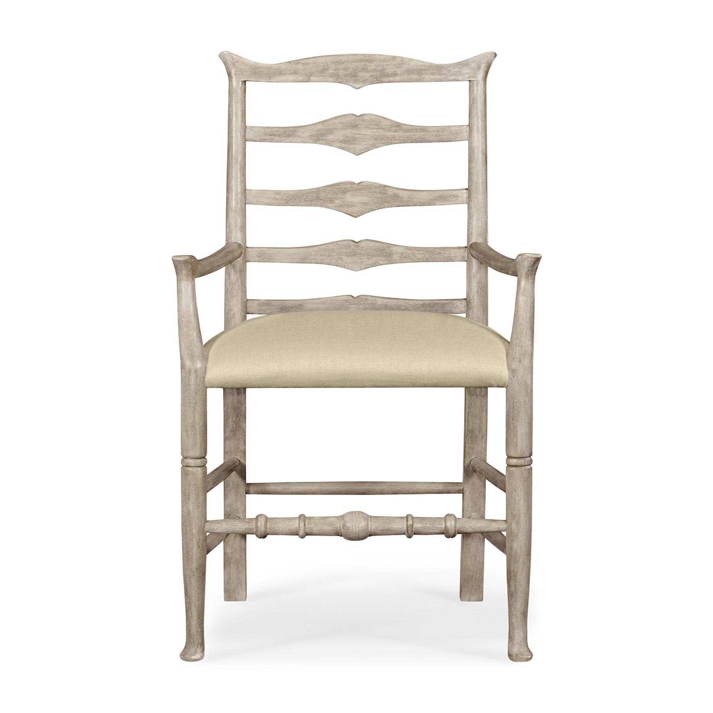 Dining Chair with Arms Rustic Ladder Back in Mazo - Rustic Grey - Jonathan Charles