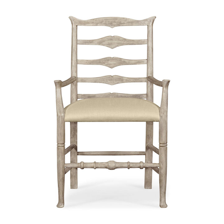 Dining Chair with Arms Rustic Ladder Back in Mazo - Rustic Grey - Jonathan Charles