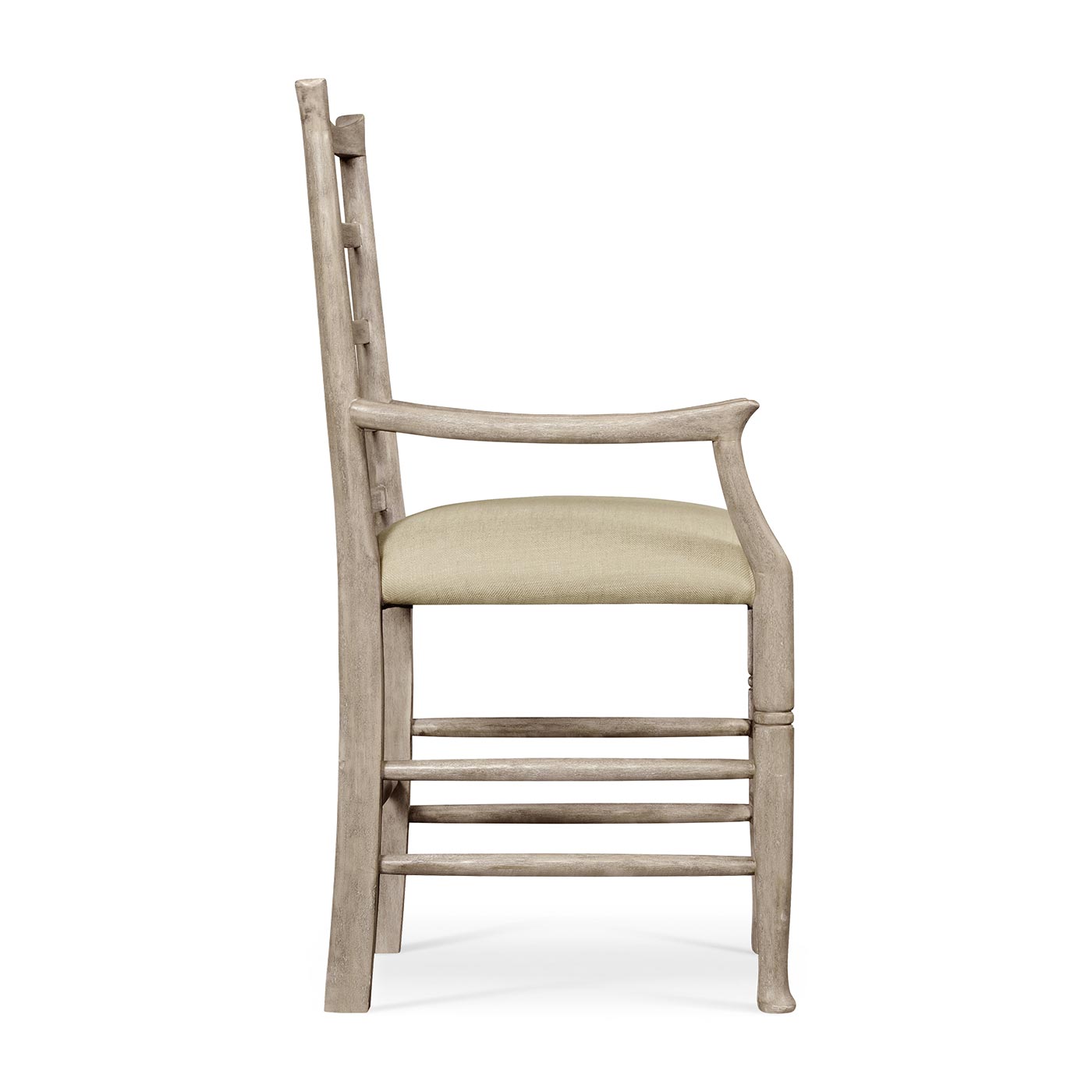 Dining Chair with Arms Rustic Ladder Back in Mazo - Rustic Grey - Jonathan Charles