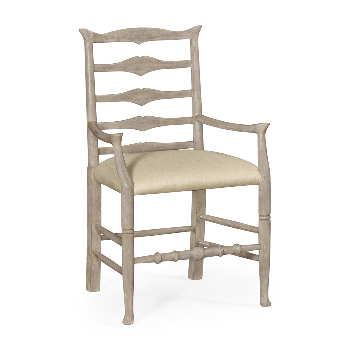 Dining Chair with Arms Rustic Ladder Back in Mazo - Rustic Grey - Jonathan Charles