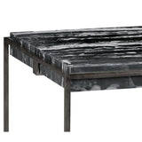 Rectangular Iron Coffee Table with a Black Marble Top