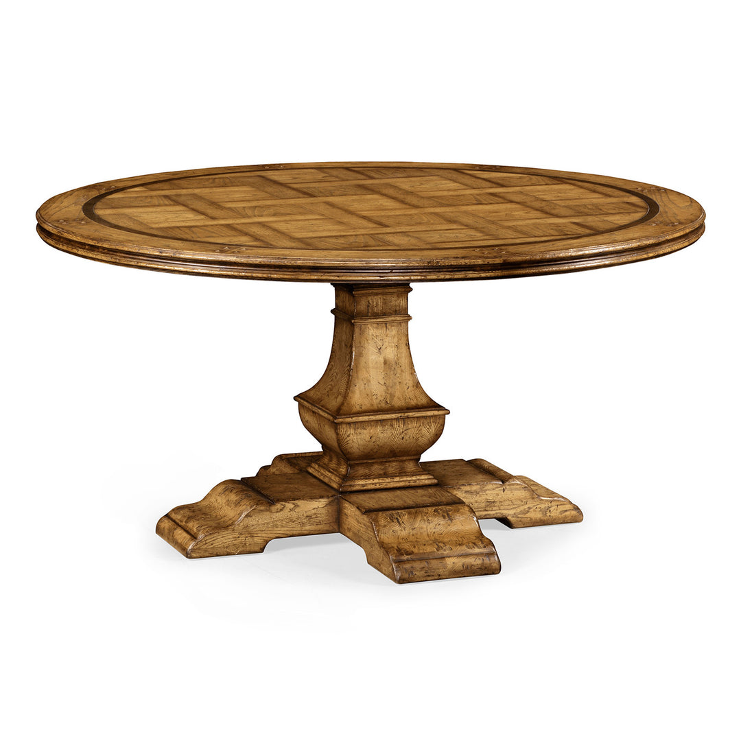 60" Round Light Brown Chestnut Dining Table