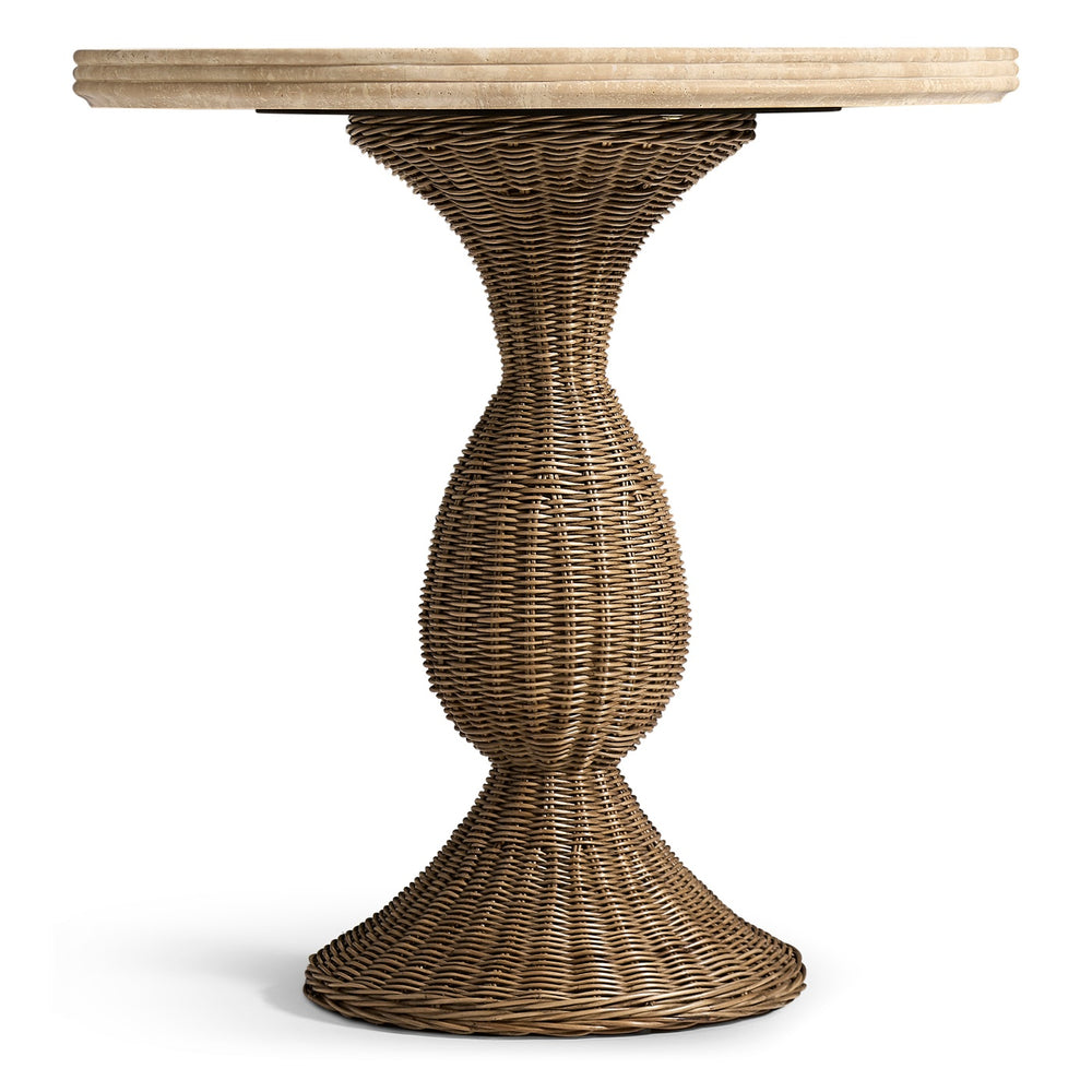 Palm Court Round Travertine Side Table - Jonathan Charles