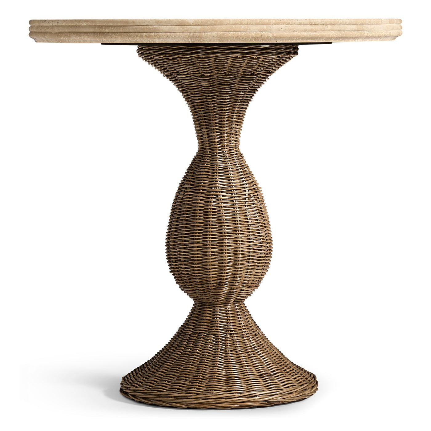 Palm Court Round Travertine Side Table - Jonathan Charles