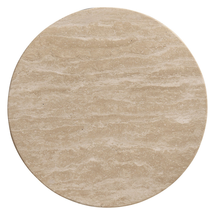 Palm Court Round Travertine Side Table - Jonathan Charles