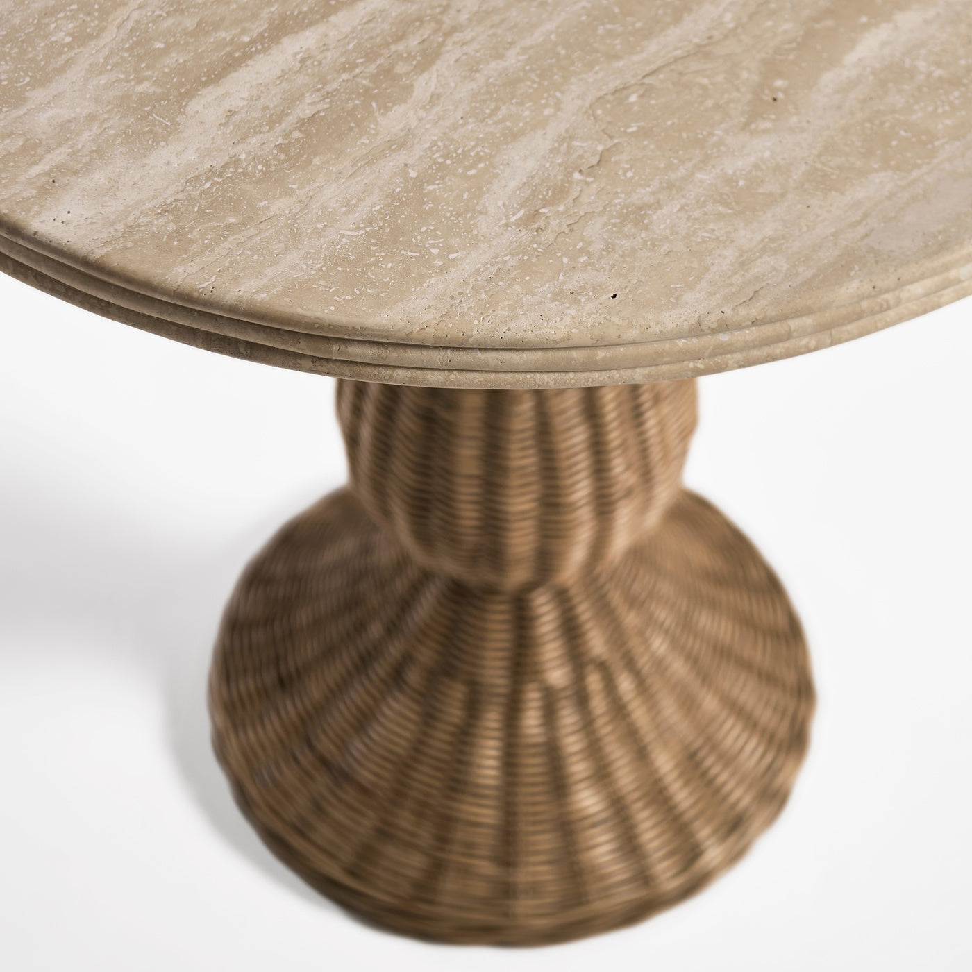 Palm Court Round Travertine Side Table - Jonathan Charles