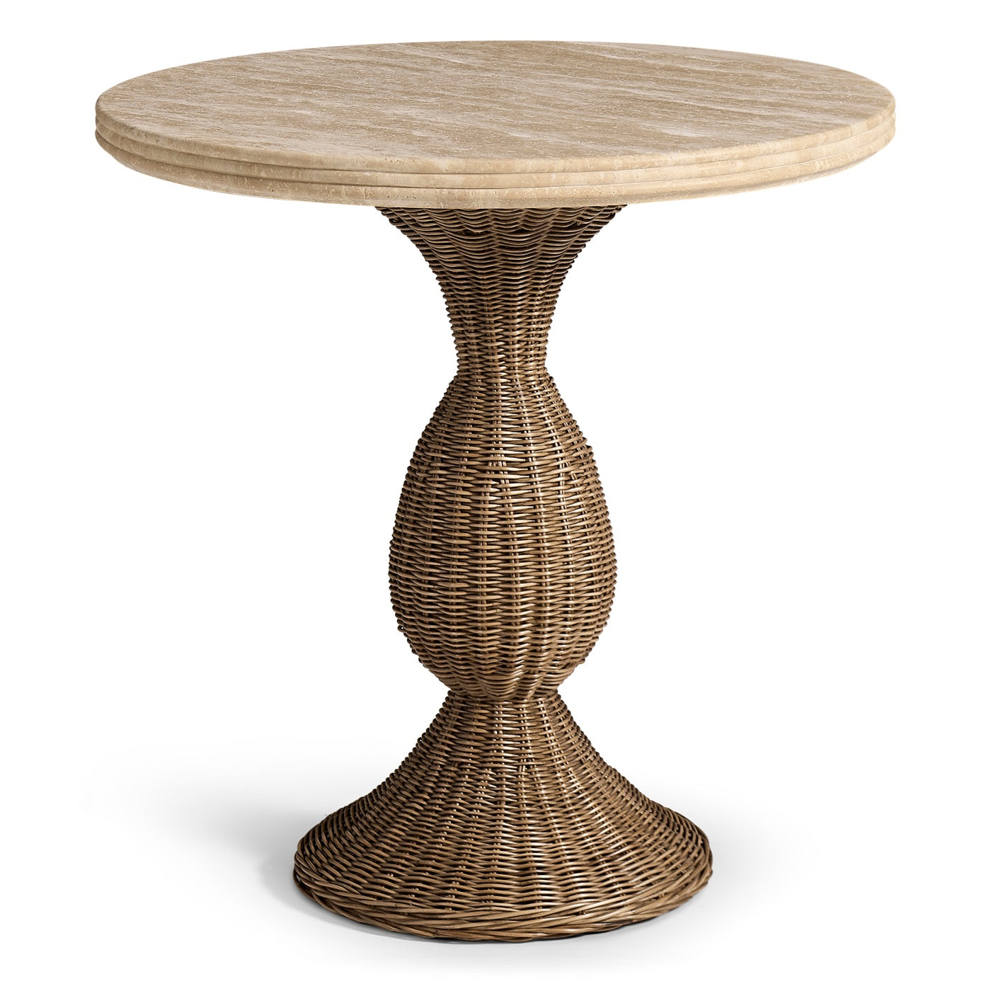 Palm Court Round Travertine Side Table - Jonathan Charles