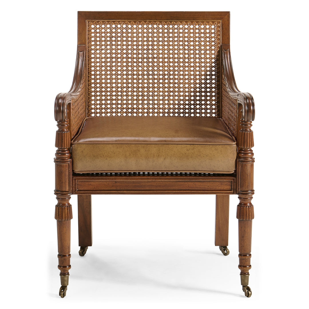 Bergere Occasional Chair with Cane Back - Leather - Jonathan Charles