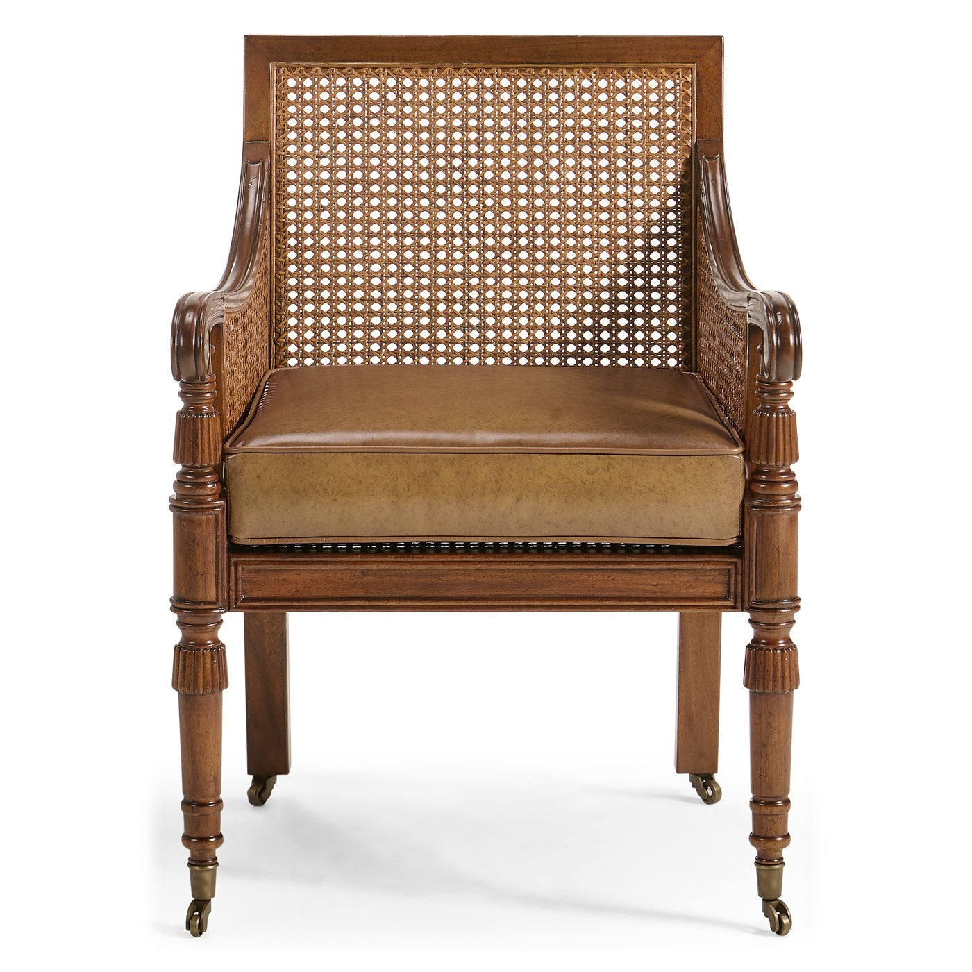 Bergere Occasional Chair with Cane Back - Leather - Jonathan Charles