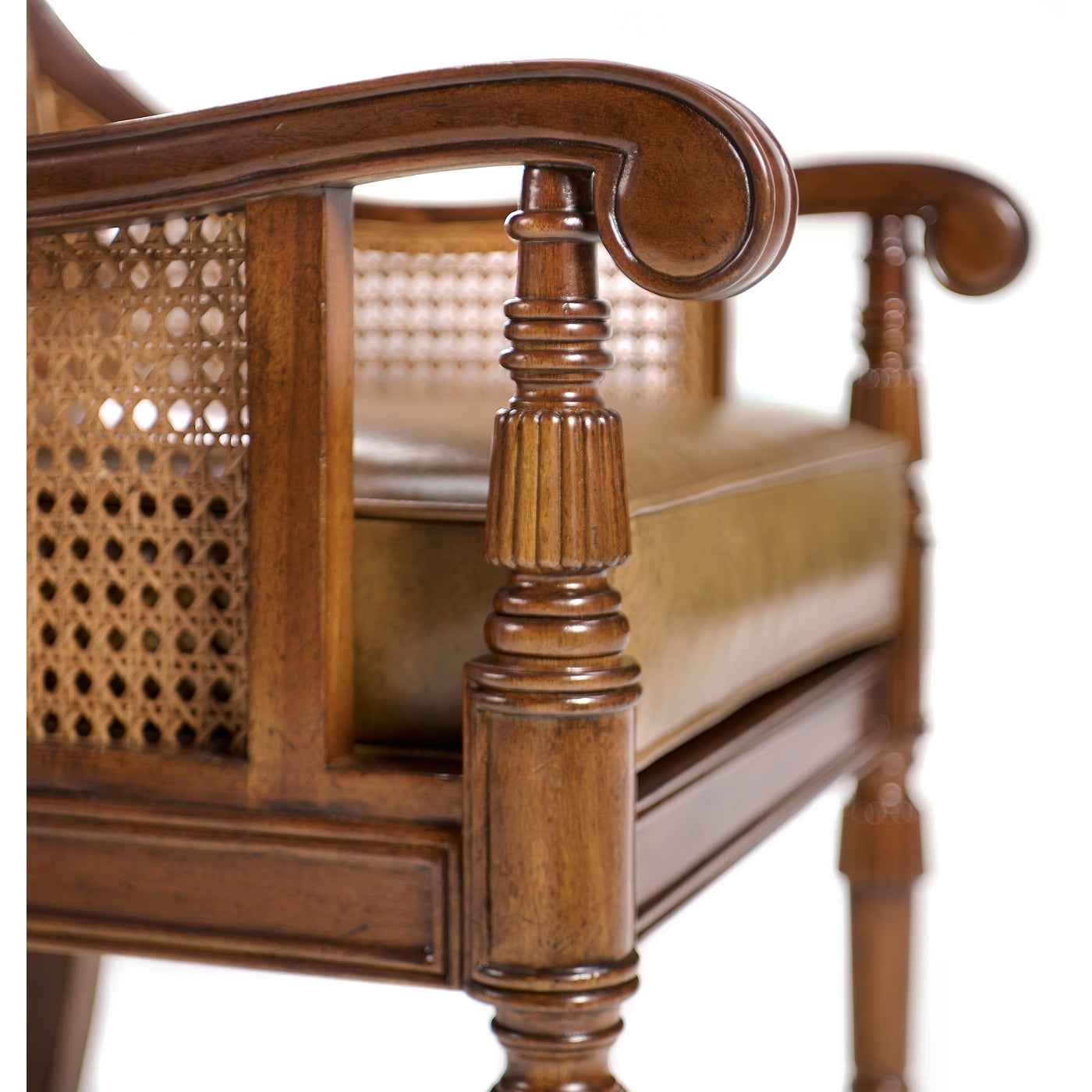 Bergere Occasional Chair with Cane Back - Leather - Jonathan Charles