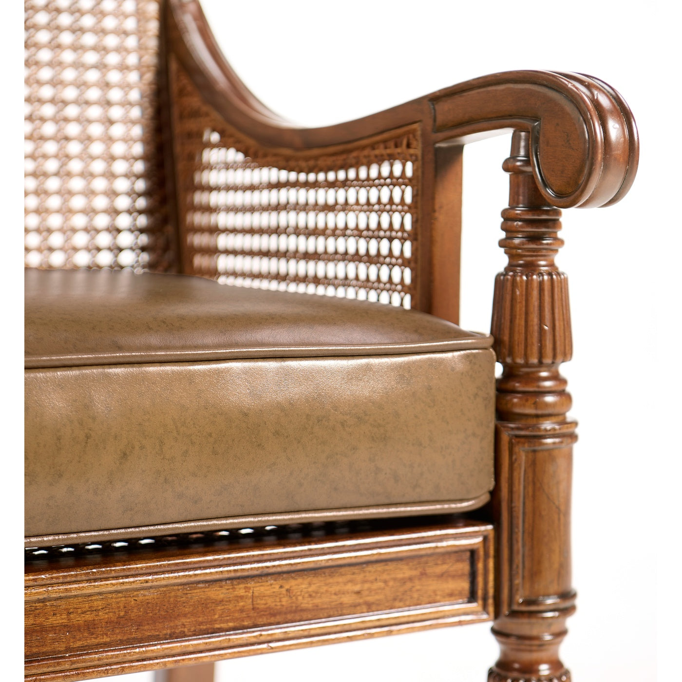 Bergere Occasional Chair with Cane Back - Leather - Jonathan Charles