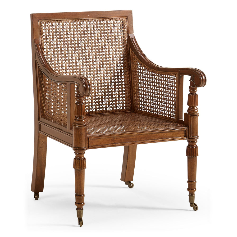 Bergere Occasional Chair with Cane Back - Leather - Jonathan Charles