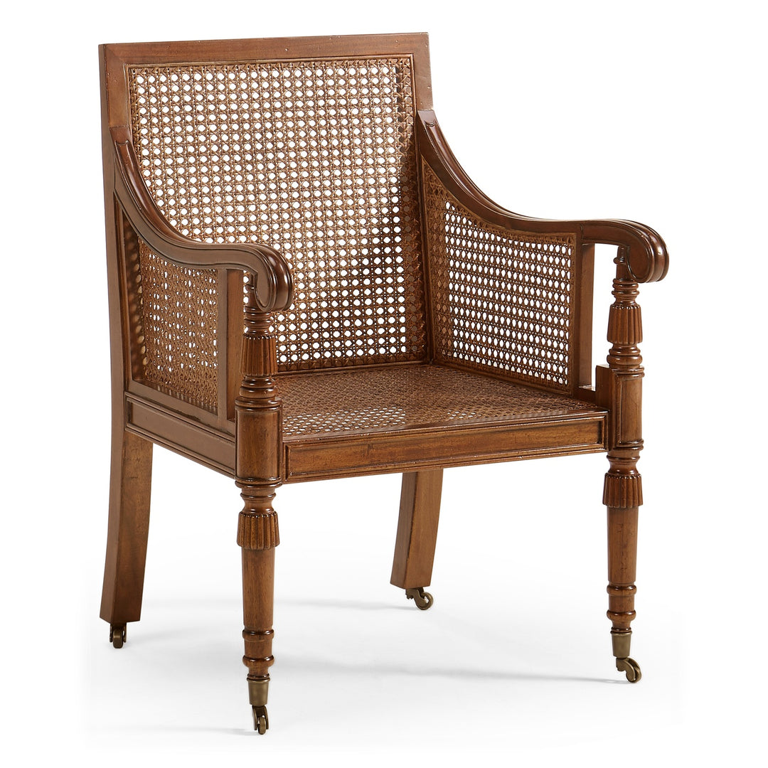Bergere Occasional Chair with Cane Back - Leather - Jonathan Charles
