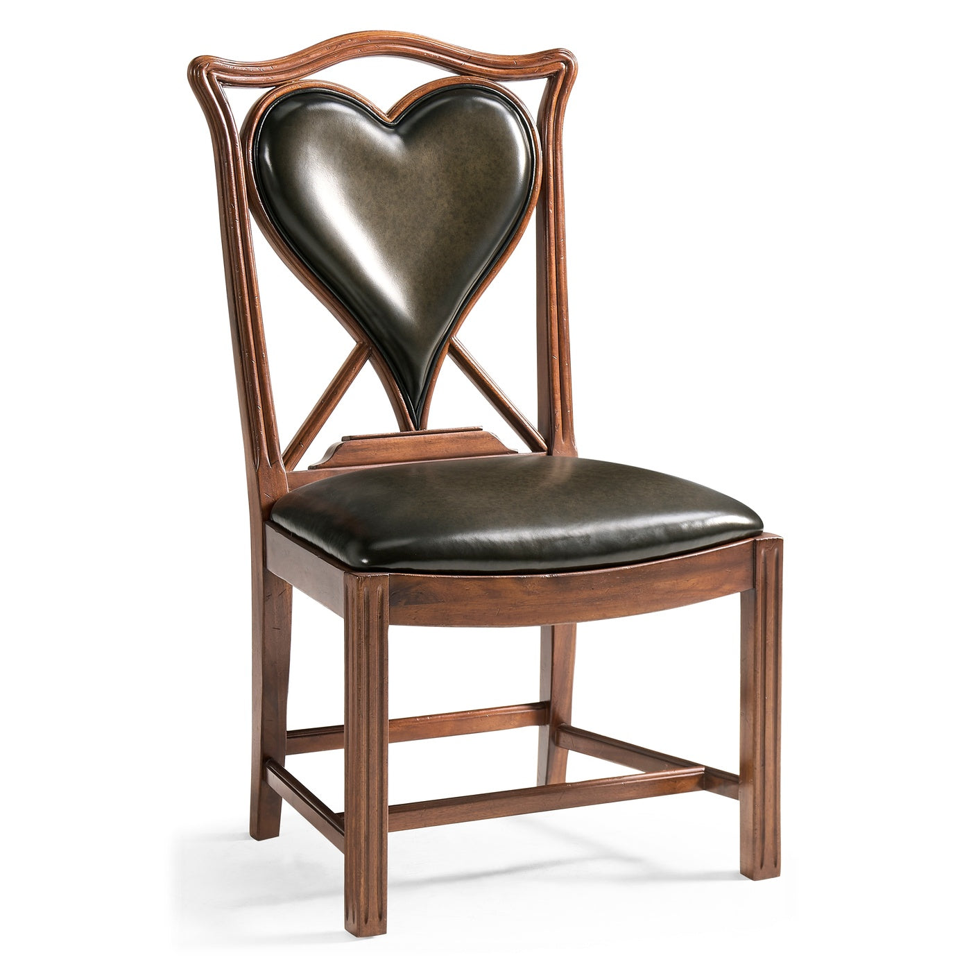 Chair Heart Playing Card - English Green Leather - Jonathan Charles