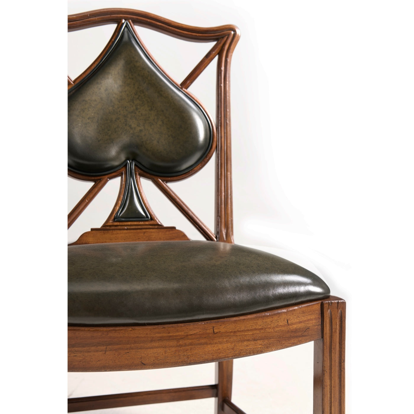 Chair Spade Playing Card - English Green Leather - Jonathan Charles