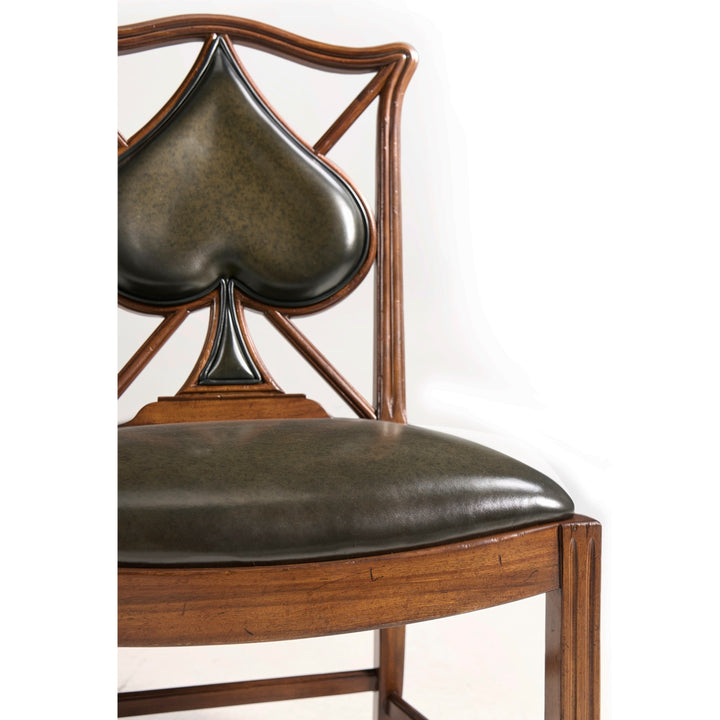 Chair Spade Playing Card - English Green Leather - Jonathan Charles