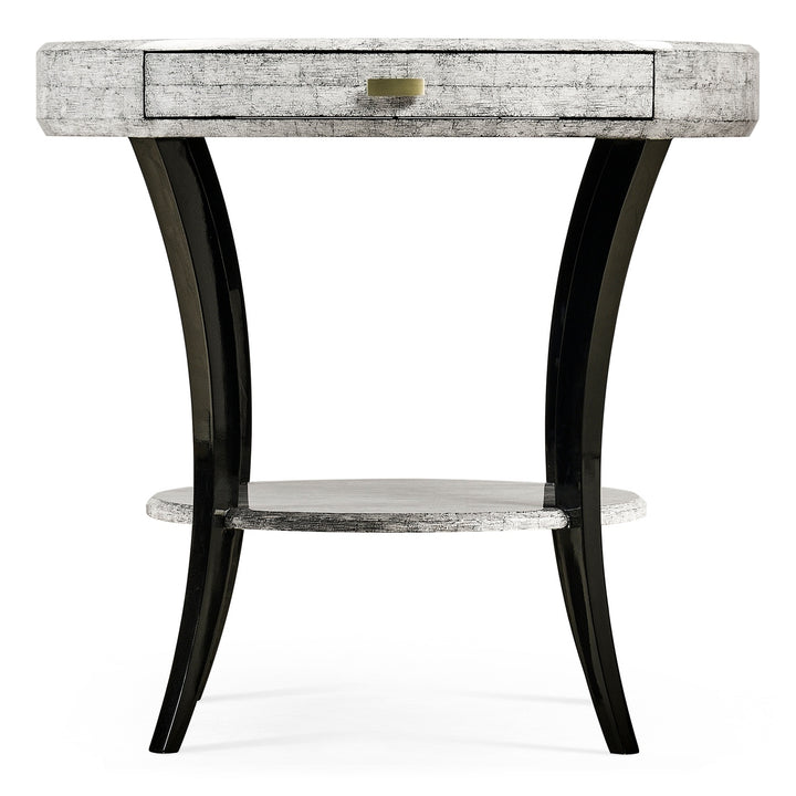 Round Side Table with Drawer Oriental - Smoke Eggshell