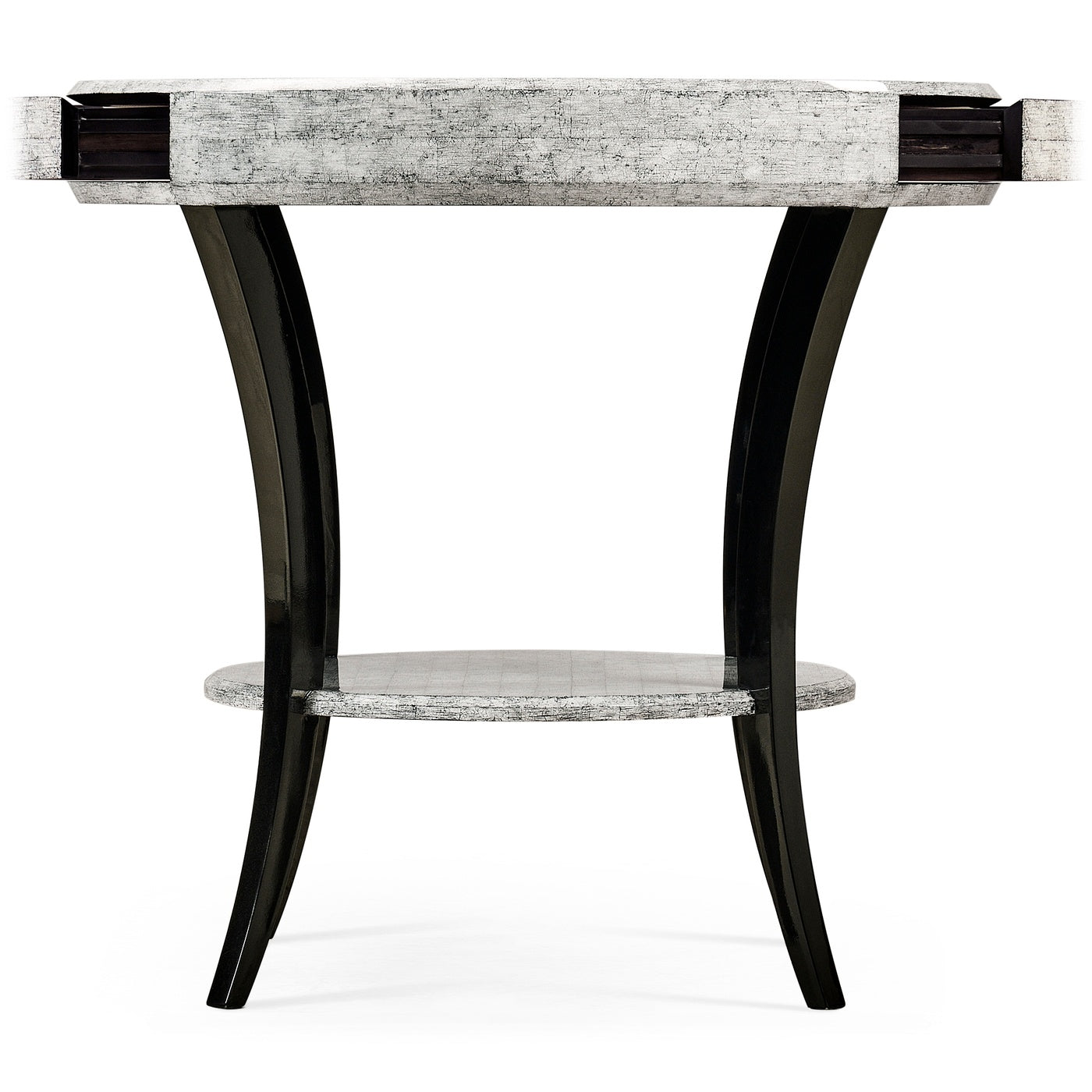 Runt sidobord med låda orientaliskt – Smoke Eggshell