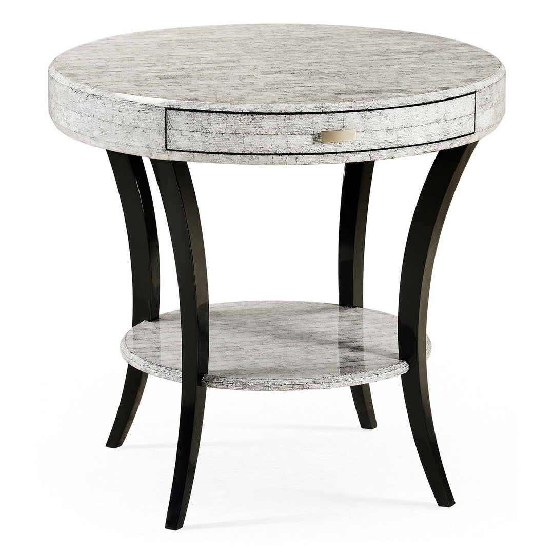 Round Side Table with Drawer Oriental - Smoke Eggshell
